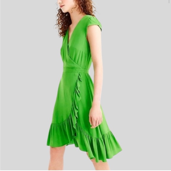 J.Crew Green Faux Wrap Dress - Picture 1 of 8
